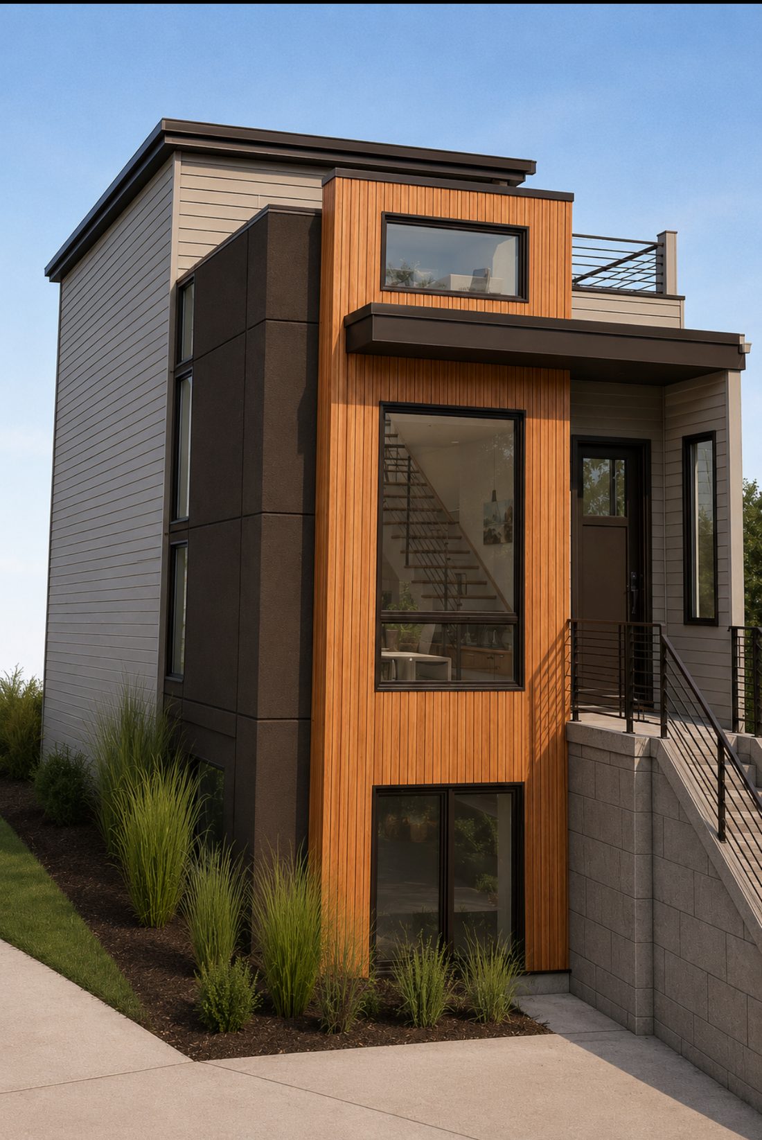 Exterior rendering of The Harris home design at dusk